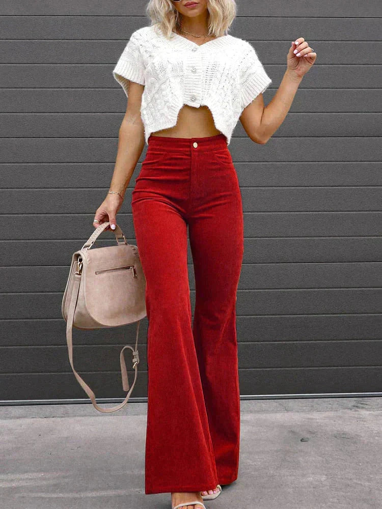 BRIANA | Trendy Flared Corduroy Pants