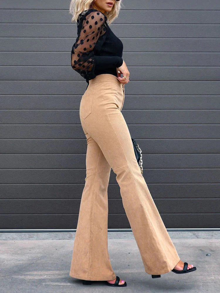 BRIANA | Trendy Flared Corduroy Pants