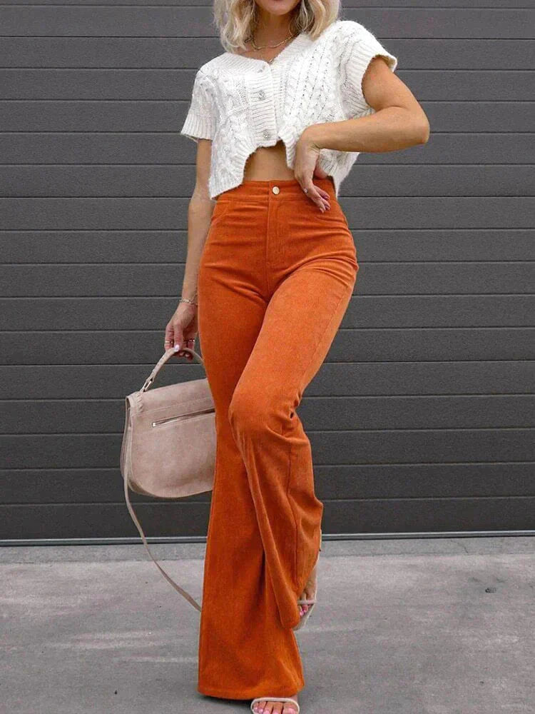 BRIANA | Trendy Flared Corduroy Pants