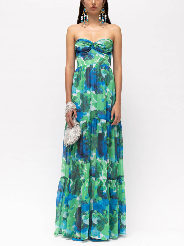 STEPHANIE | Elegant Floral Tube Maxi Dress
