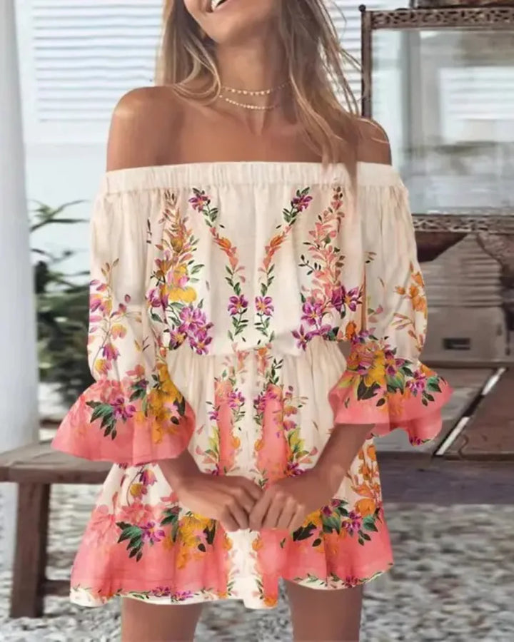ELSIE | Sexy Off-shoulder Printed Dress