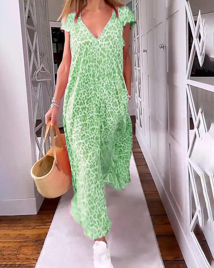 VANESSA | V-neck Short Sleeve Long Dress